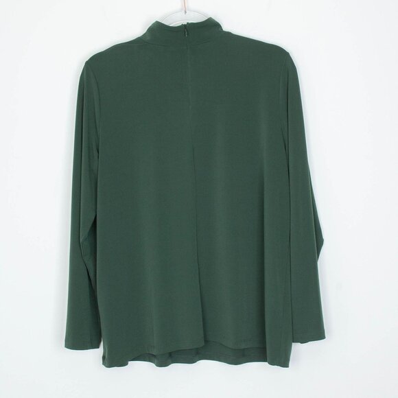 Susan Graver Womens Liquid Knit Keyhole Mock Neck Blouse Size L Green Stretch - Picture 8 of 9